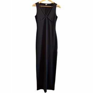 Vintage Formula X Dress Size M Black Sleeveless Maxi Bodycon Criss Cross V-Neck